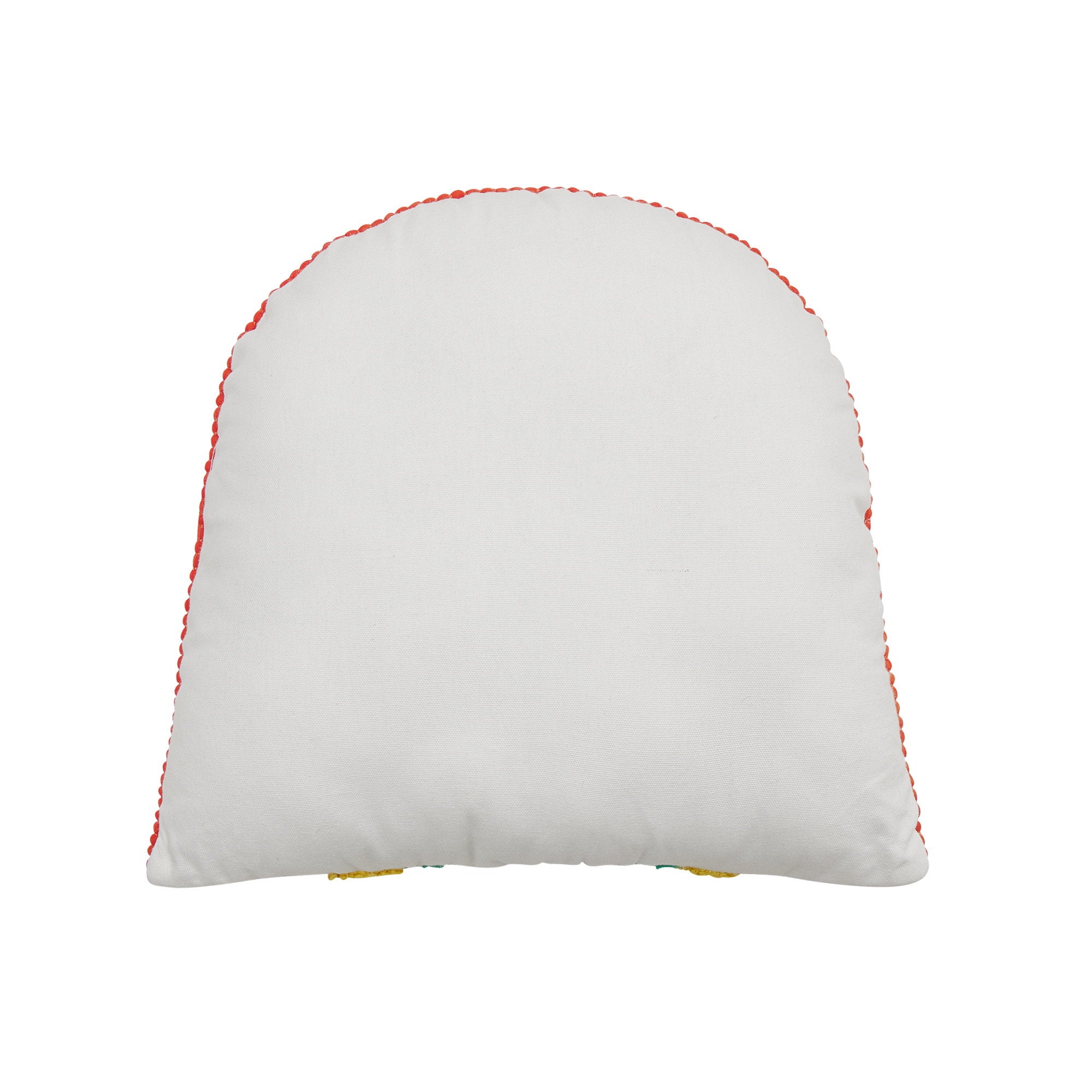 Reverse side of the Shaped Rainbow Embroidered Throw Pillow, 16x16 inch