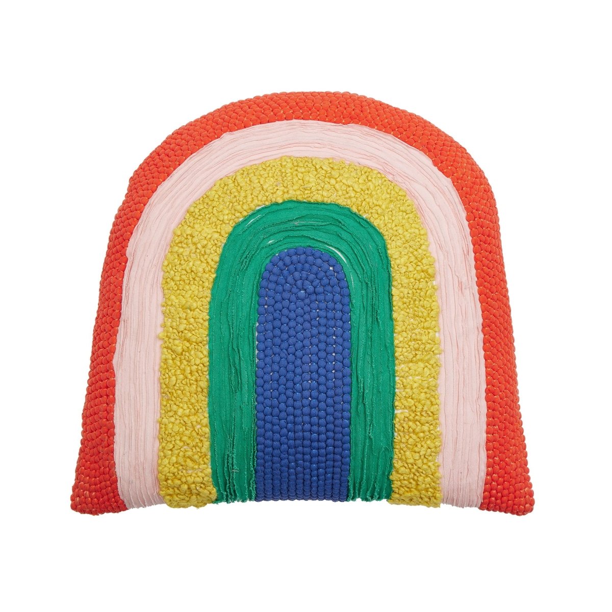 Shaped Rainbow Embroidered Throw Pillow, 16x16 inch, front view