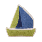 Shaped Sailboat Hooked Wool Throw Pillow, 14x14 inch, front view