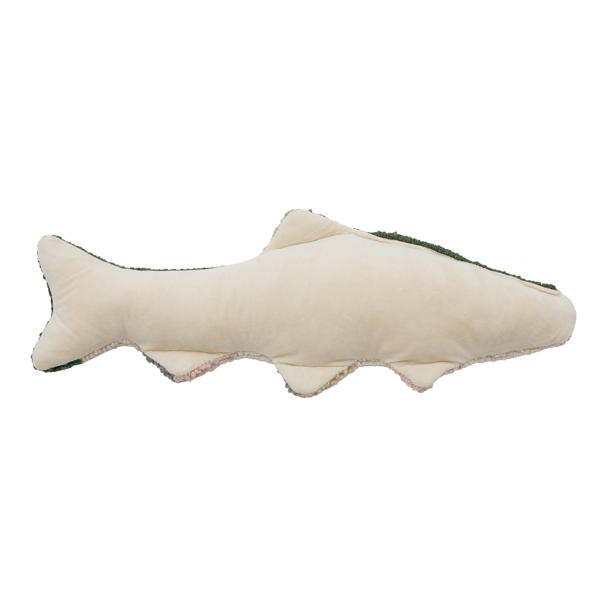 Reverse side of the Shaped Salmon Hooked Wool Throw Pillow, 8x22 inch