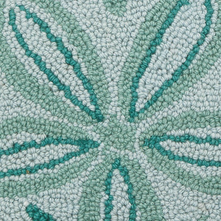Shaped Sand Dollar Hooked Wool Throw Pillow, close-up detail