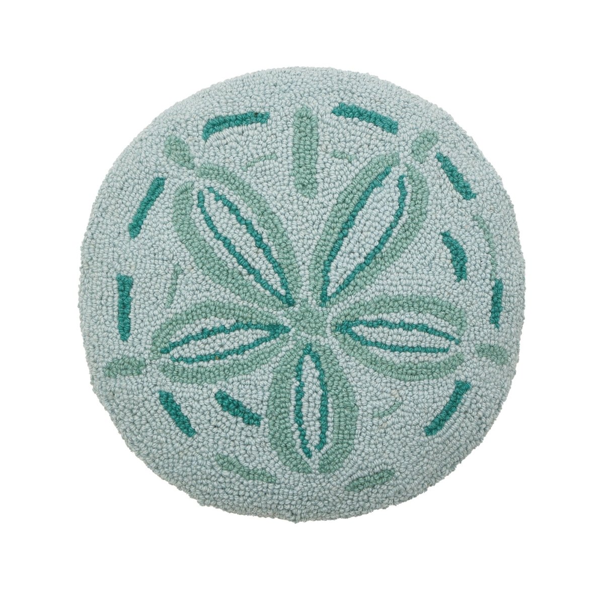 Shaped Sand Dollar Hooked Wool Throw Pillow, 14x14 inch, front view
