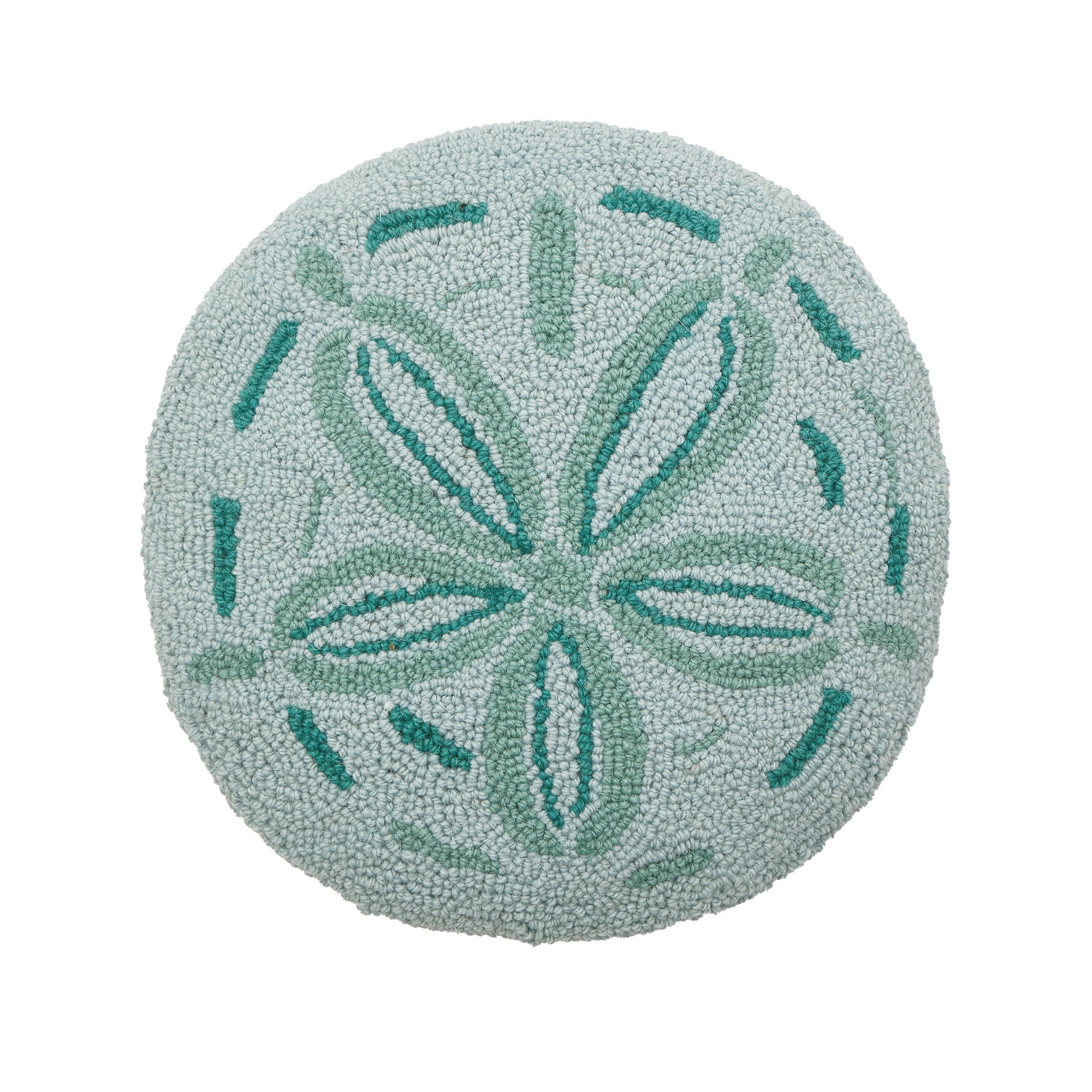 Shaped Sand Dollar Hooked Wool Throw Pillow, 14x14 inch, front view