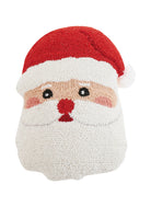 Shaped Santa Face Hooked Wool Christmas Throw Pillow, 12x16 inch, front view