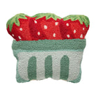 Shaped Strawberry Pint Hooked Wool Throw Pillow, 14x16 inch, front view