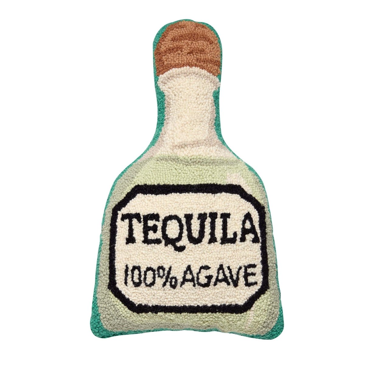 Shaped Tequila Hooked Wool Throw Pillow, 12x18 inch, front view
