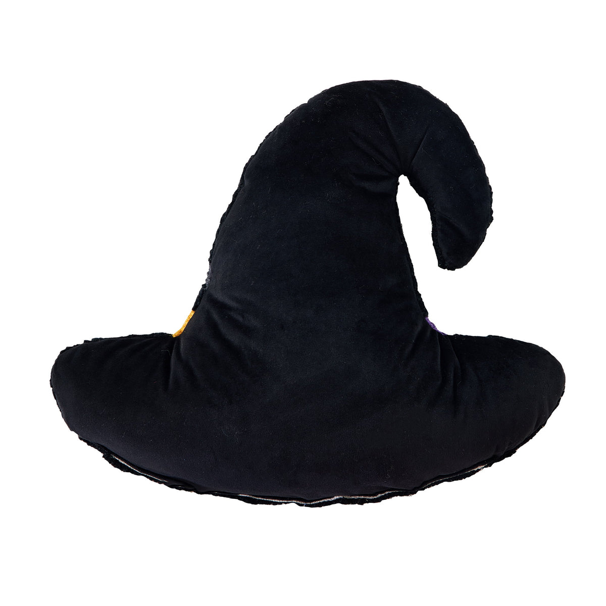 Shaped Witch Hat Hooked Wool Halloween Throw Pillow, 14x16 inch, closer view of the throw pillow