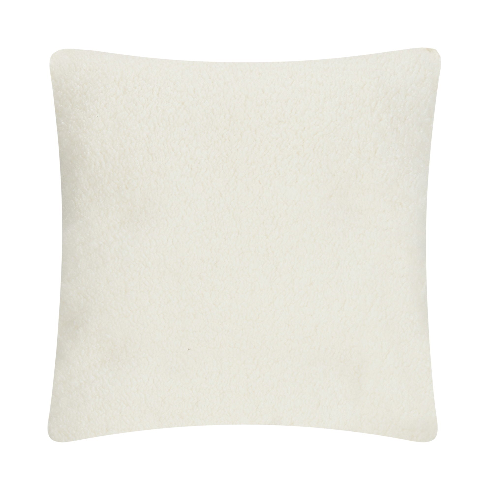 Reverse side of the Sherpa Joy Embroidered Christmas Throw Pillow, 16x16 inch
