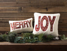 Sherpa Joy Embroidered Christmas Throw Pillow shown alongside other designs in the same collection, 16x16 inch