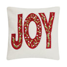 Sherpa Joy Embroidered Christmas Throw Pillow, 16x16 inch, front view