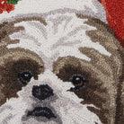 Shih Tzu Hooked Wool Christmas Throw Pillow, close-up detail