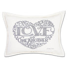 Silver Love Heart hand-embroidered throw pillow showcasing iconic landmarks