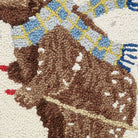 Ski Bear Hooked Wool Christmas Throw Pillow, close-up detail