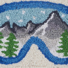 Ski Goggles Hooked Wool Christmas Throw Pillow, close-up detail
