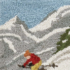 Closeup of Ski Hooked Wool Christmas Stocking showing stitch texture and craftsmanship detail