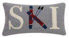 Ski Hooked Wool Christmas Throw Pillow, 9x16 inch, front view