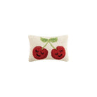 Smiling Face Cherries Hooked Wool Throw Pillow, 8x12 inch, front view