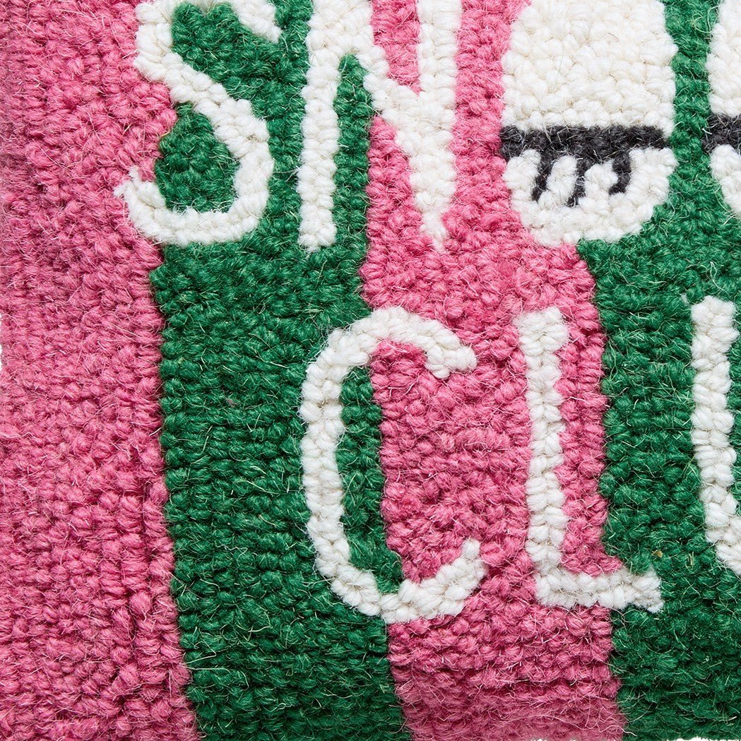 Snooze Club Hooked Wool Throw Pillow, close-up detail