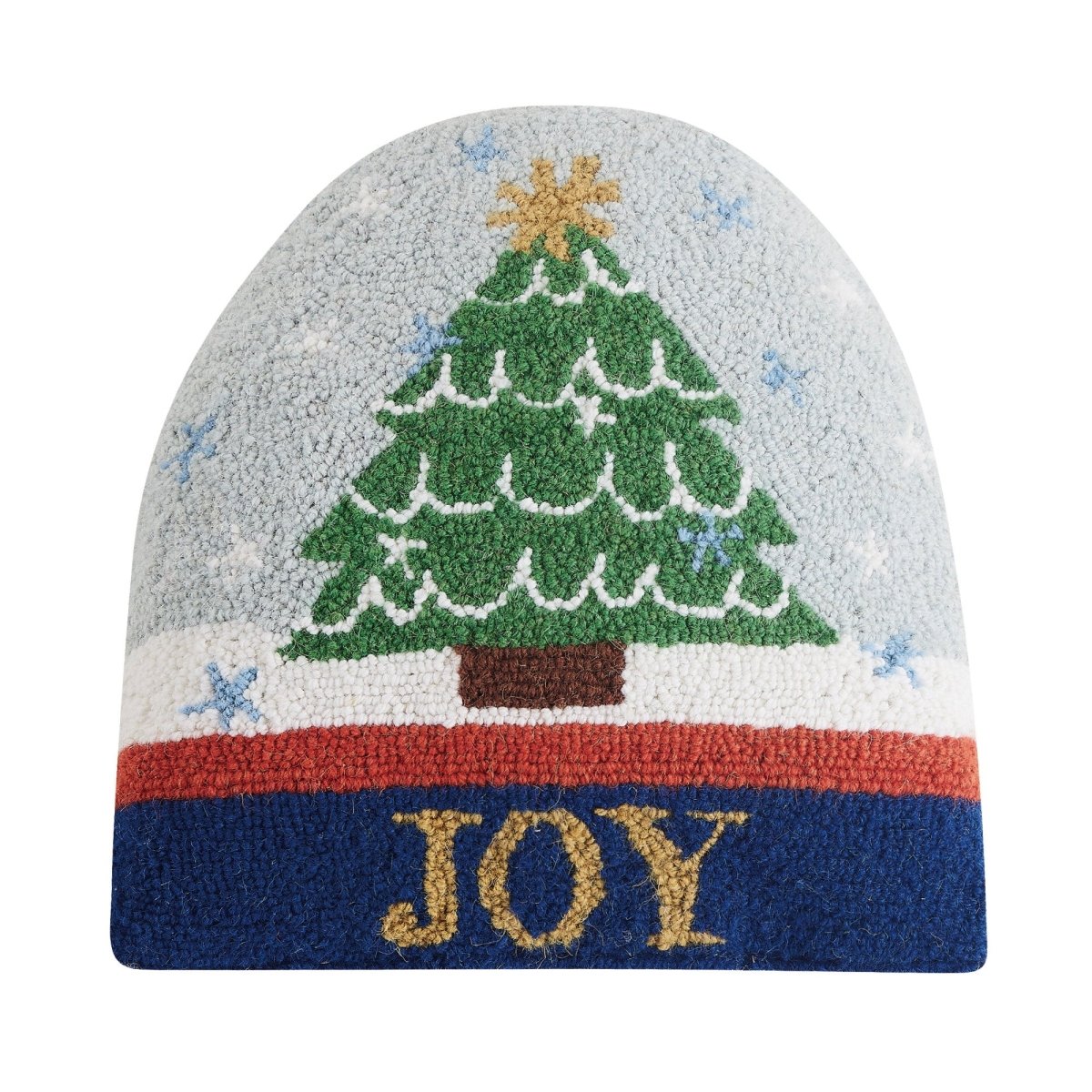 Snow Globe Shaped Hooked Wool Christmas Throw Pillow, 14x14 inch, front view