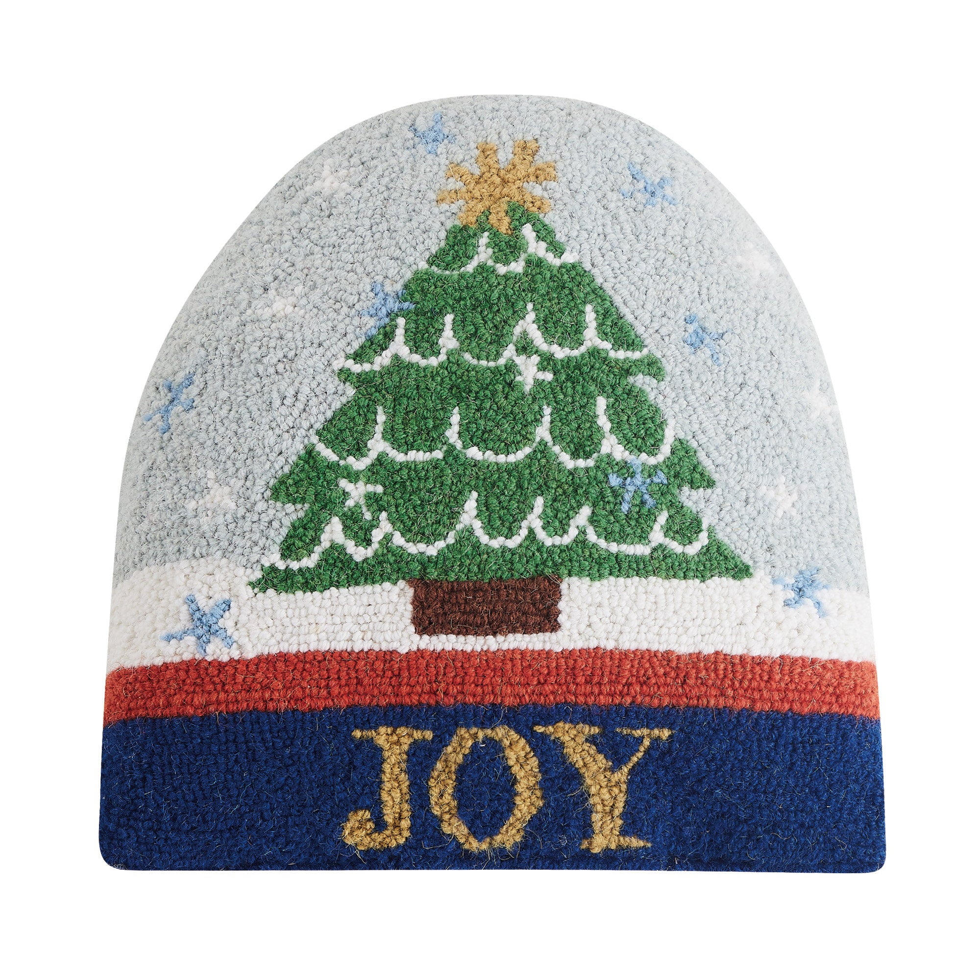 Snow Globe Shaped Hooked Wool Christmas Throw Pillow, 14x14 inch, front view