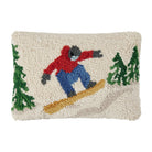 Snowboarder Hooked Wool Christmas Throw Pillow, 8x12 inch, front view