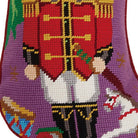 Closeup of Soldier Embroidered Needlepoint Christmas Stocking showing stitch texture and craftsmanship detail