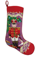 Soldier Embroidered Needlepoint Christmas Stocking, 11x18 inch, front view