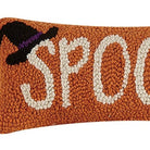 Spooky Hooked Wool Halloween Throw Pillow, close-up detail