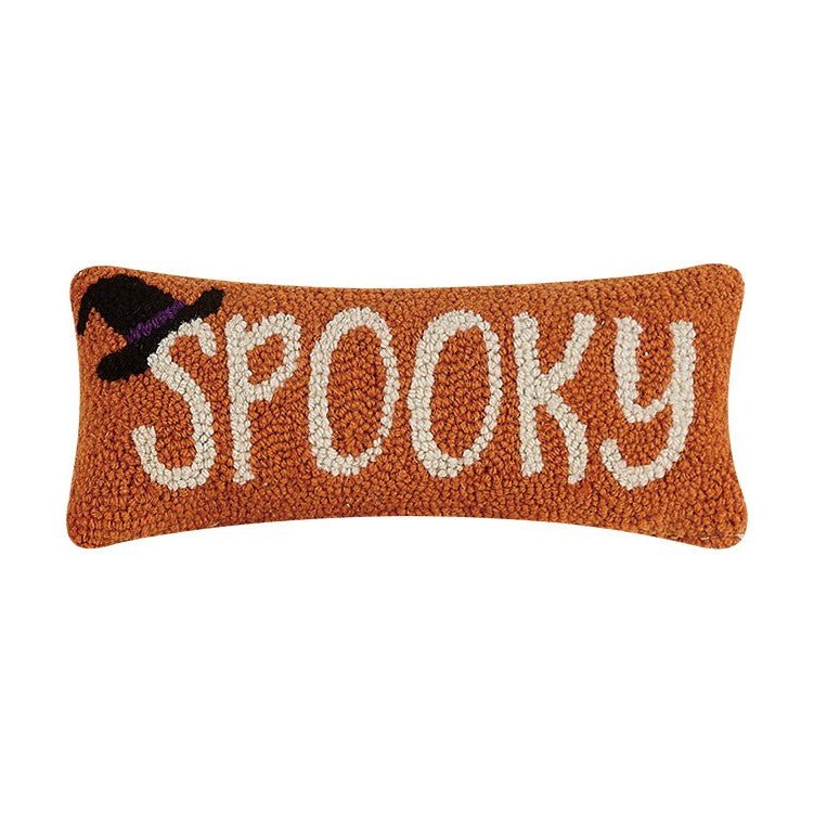 Spooky Hooked Wool Halloween Throw Pillow, 12x5 inch, front view
