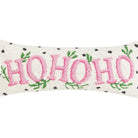 Spotted Holiday Ho Ho Ho Hooked Wool Christmas Throw Pillow, close-up detail