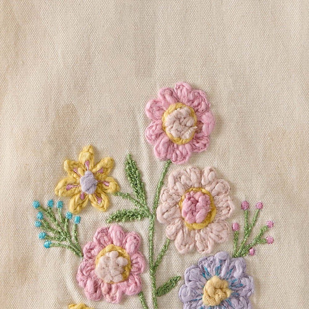Closeup of Spring Floral Kitchen Towel showing print and fabric detail