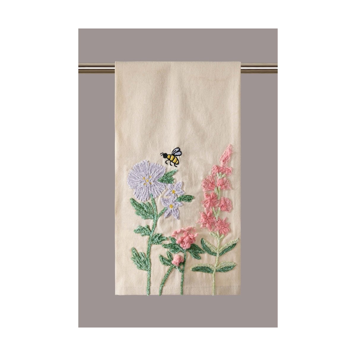 Spring Floral with Bee Kitchen Towel, 18x25 inch, front view