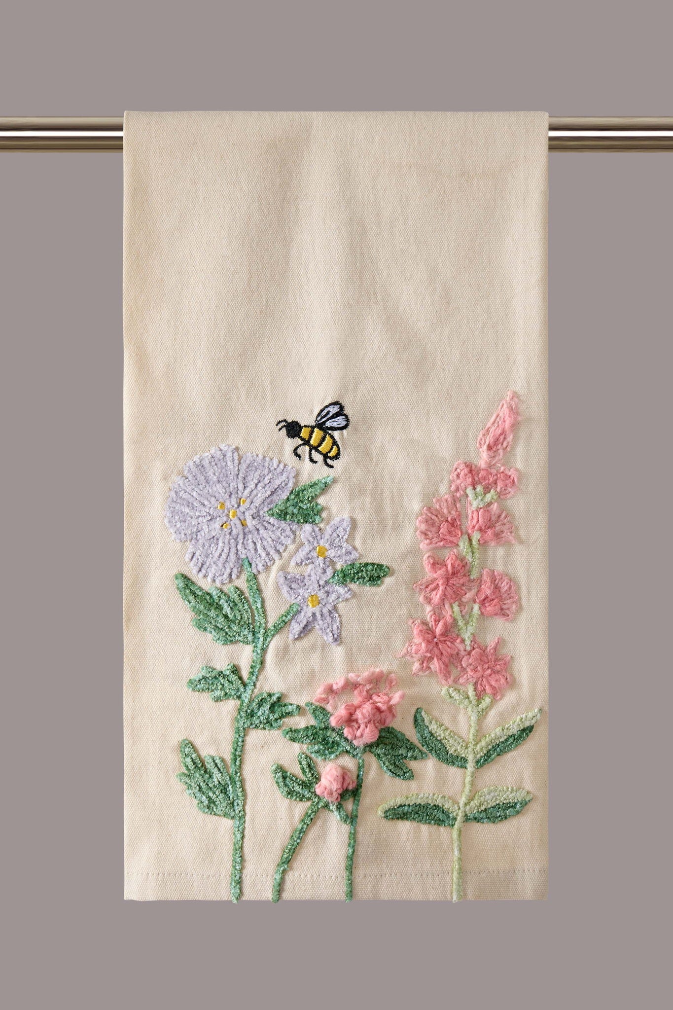 Spring Floral with Bee Kitchen Towel, 18x25 inch, front view