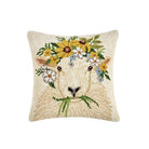 Spring Sheep Hooked Wool Throw Pillow, 14x14 inch, front view