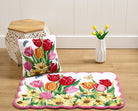 Springtime Tulips Hooked Wool Throw Pillow shown alongside other designs in the same collection, 16x16 inch