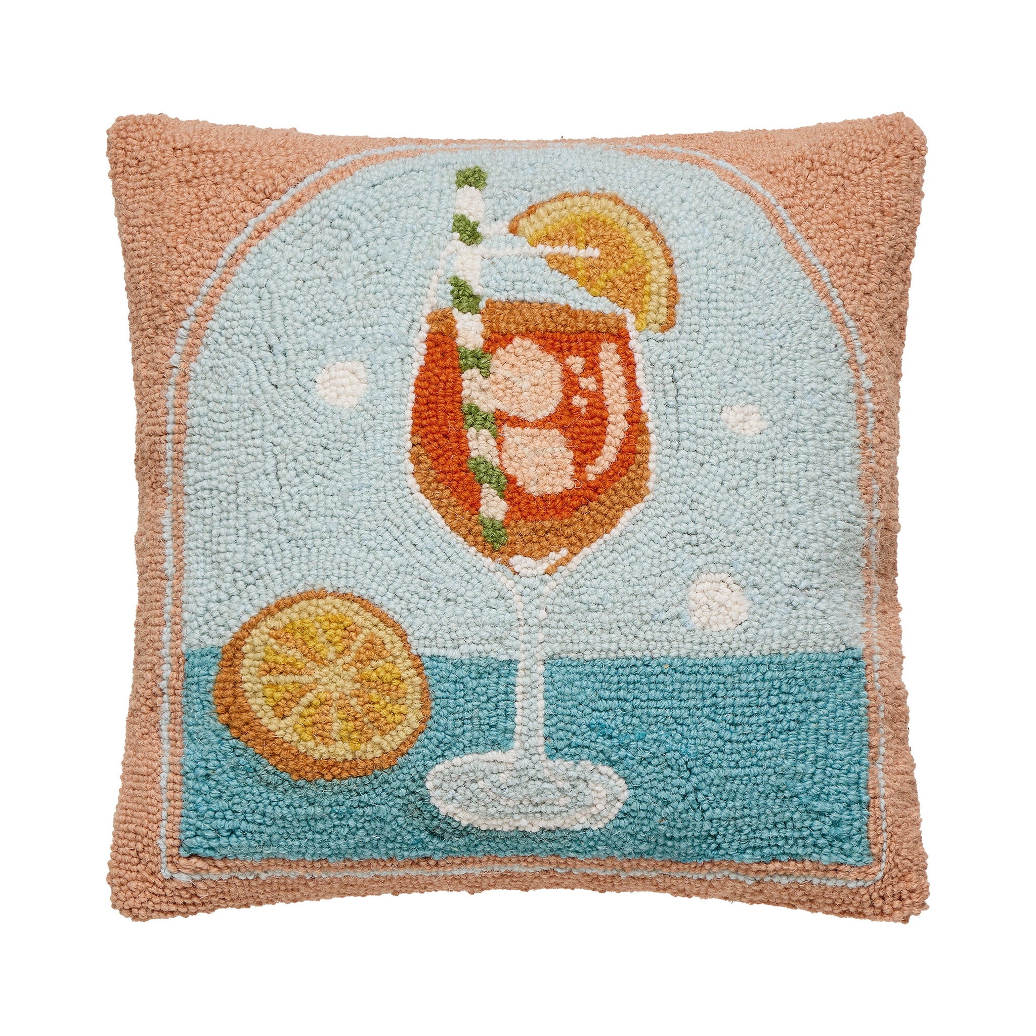 Spritz Hooked Wool Throw Pillow, 16x16 inch, front view