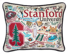 Stanford University Cardinal hand-embroidered throw pillow featuring school colors and mascot imagery