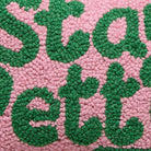 Stay Petty Hooked Wool Throw Pillow, close-up detail