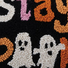 Stay Spooky Hooked Wool Halloween Throw Pillow, close-up detail