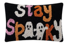Stay Spooky Hooked Wool Halloween Throw Pillow, 8x12 inch, front view