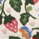 Strawberry Floral with Tassels Tufted Hooked Wool Throw Pillow, close-up detail