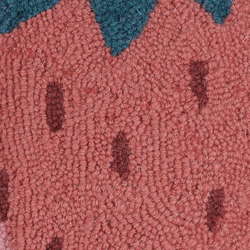 Strawberry Tassel Shaped Hooked Wool Throw Pillow, close-up detail