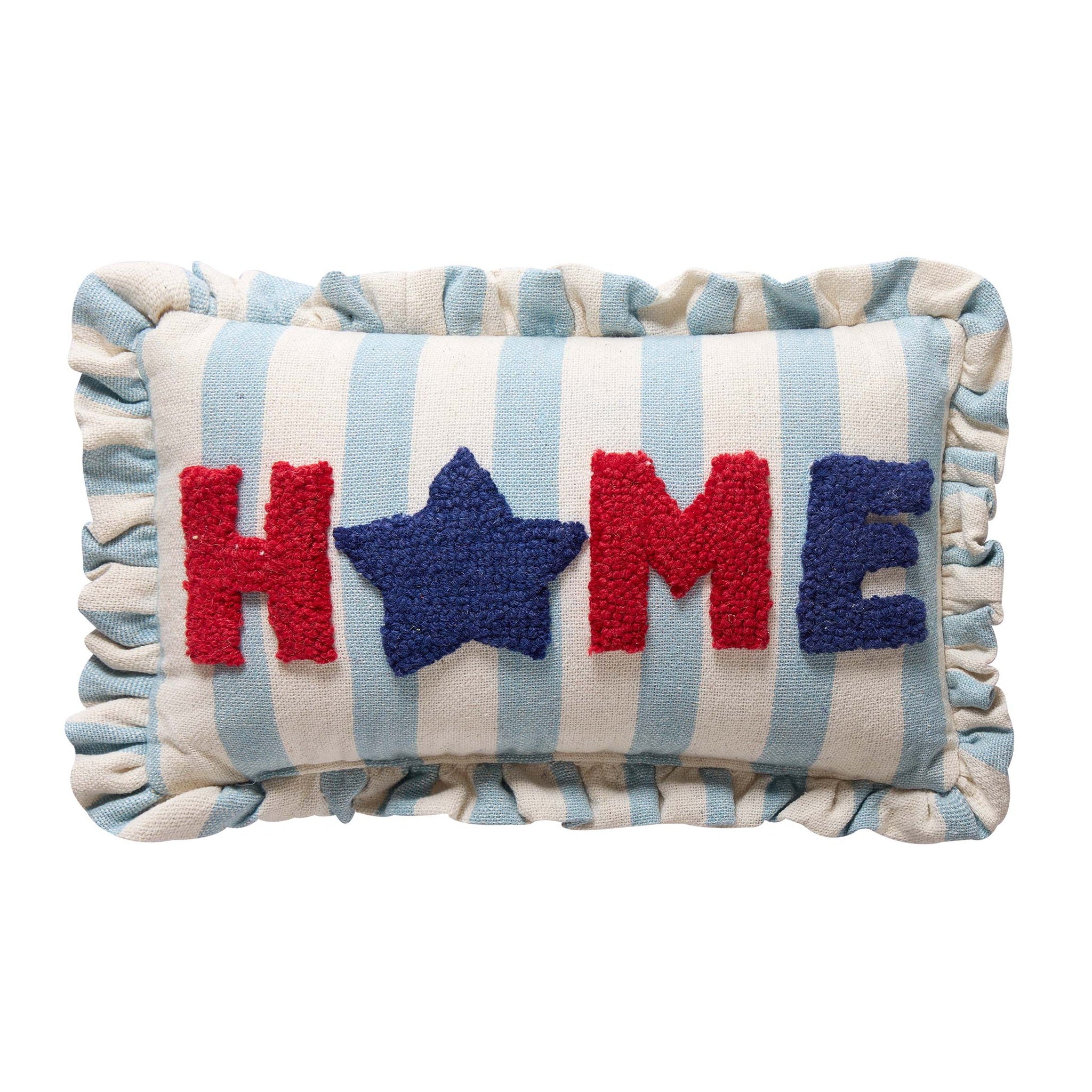 Stripe Home Hooked Throw Pillow, 8x12 inch, front view