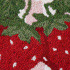 Stripe Strawberries Hooked Wool Throw Pillow, close-up detail