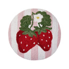 Stripe Strawberries Hooked Wool Throw Pillow, 14x14 inch, front view