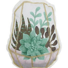 Succulent Terrarium Shaped Printed Throw Pillow, close-up detail
