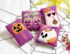 Summerween Jack Popsicle Hooked Wool Halloween Throw Pillow shown alongside other designs in the same collection, 8x12 inch