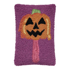 Summerween Jack Popsicle Hooked Wool Halloween Throw Pillow, 8x12 inch, front view