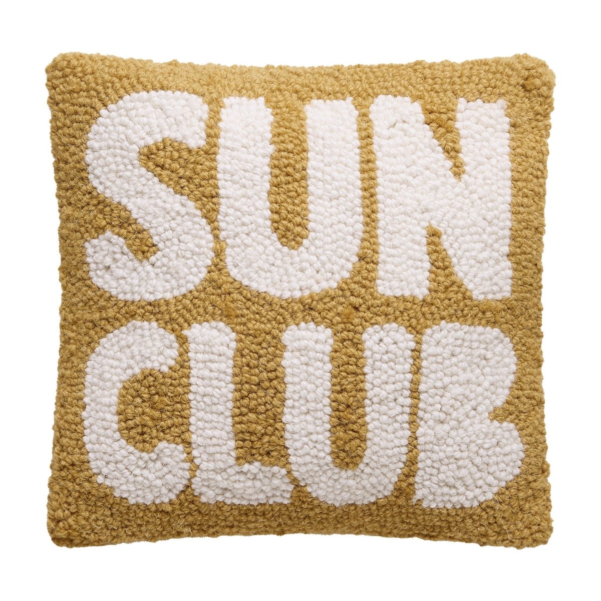 Sun Club Hooked Wool Throw Pillow, 10x10 inch, front view