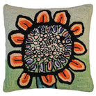 Sunflower Abstract hooked wool throw pillow with botanical floral design